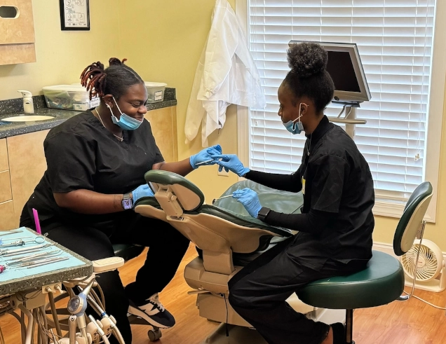 Augusta Dental Assistant School students training in a patient room